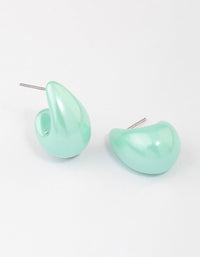 Aqua Droplet Teardrop Huggie Earrings - link has visual effect only