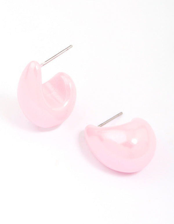 Pink Iridescent Teardrop Huggie Earrings