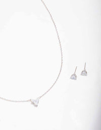 Silver Triangular Diamante Necklace & Earring Jewellery Set - link has visual effect only