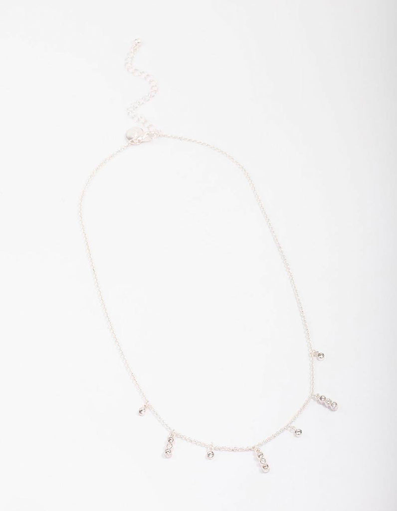 Silver Graduating Diamante Chain Necklace - Lovisa