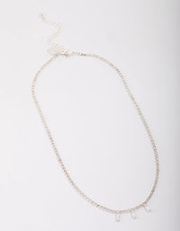 Silver Cupchain Baguette Chain Necklace - link has visual effect only