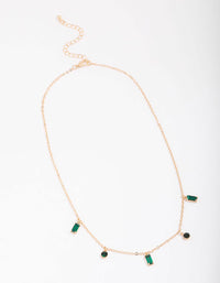 Gold Emerald Baguette & Droplet Chain Necklace - link has visual effect only