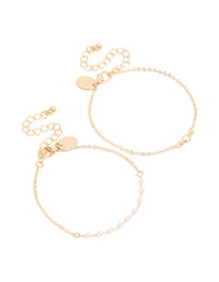 Gold Pearl Station Diamante Bracelet Pack - link has visual effect only