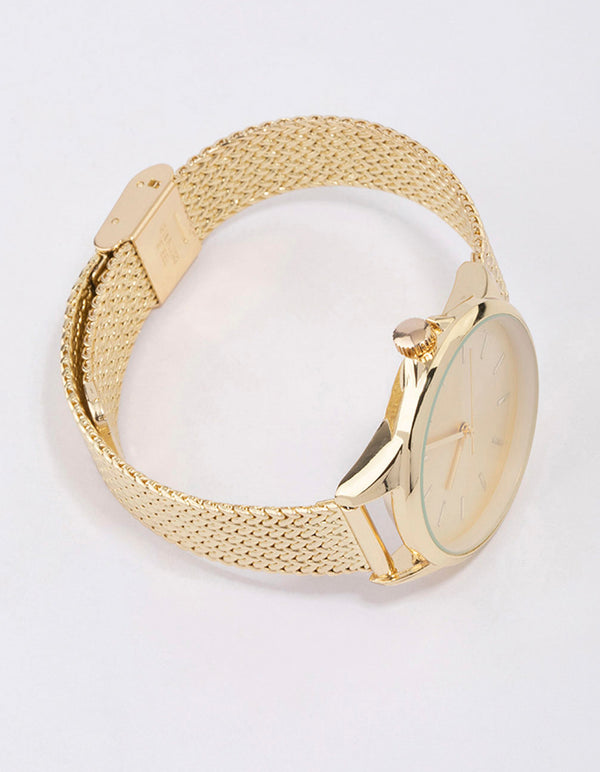 Gold Medium Simple Mesh Watch