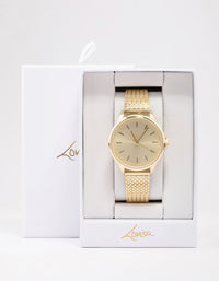 Gold Simple Mesh Watch - link has visual effect only