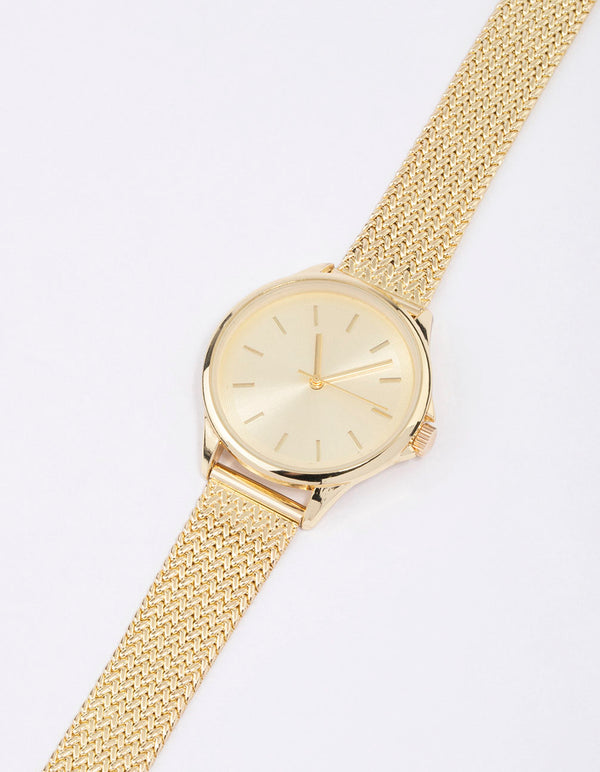 Gold Simple Mesh Watch