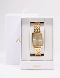 Gold Rectangle Face Classic Watch - link has visual effect only