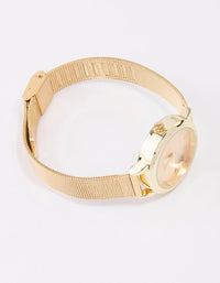 Gold Small Simple Mesh Watch - link has visual effect only