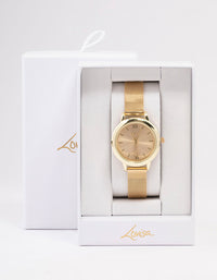 Gold Small Simple Mesh Watch - link has visual effect only