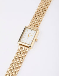 Gold Rectangular Woven Watch - link has visual effect only
