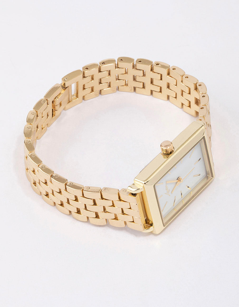 Gold Rectangular Woven Watch - Lovisa