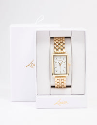 Gold Rectangular Woven Watch - link has visual effect only