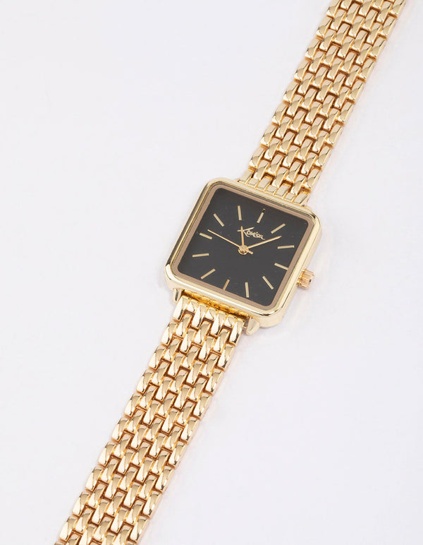 Gold & Black Medium Square Watch