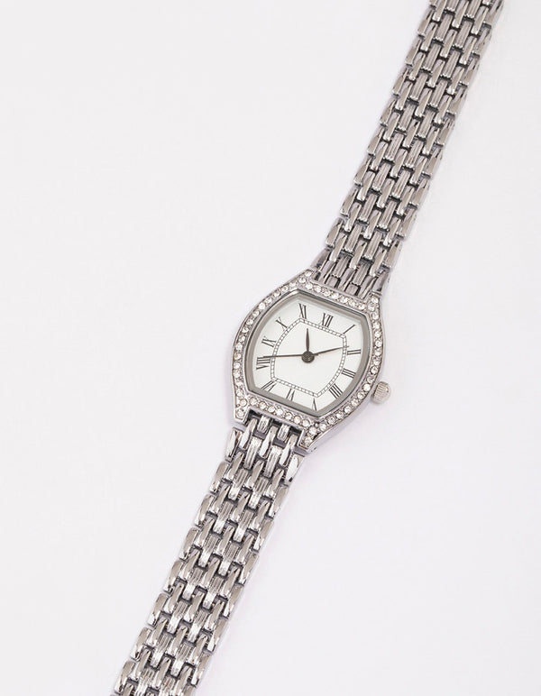 Rhodium Vintage Diamante Watch