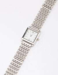 Rhodium & White Square Watch - link has visual effect only
