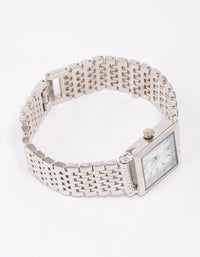 Rhodium & White Square Watch - link has visual effect only