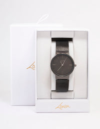 Black Round Simple Mesh Watch - link has visual effect only