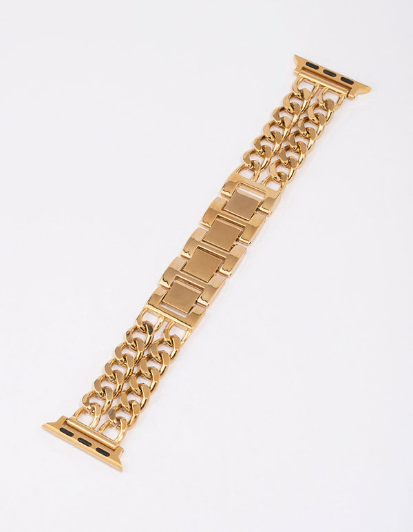 Gold Double Chain Watch Band 42/44/45mm