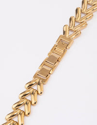 Gold Chunky Herringbone Chain Watch Band 38/40/41mm - link has visual effect only