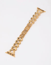 Gold Chunky Herringbone Chain Watch Band 38/40/41mm - link has visual effect only