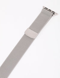 Rhodium Mesh Strap Watch Band 38/40/41mm - link has visual effect only