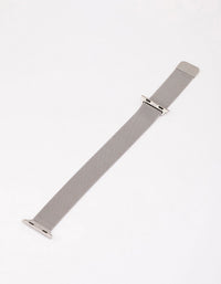 Rhodium Mesh Strap Watch Band 38/40/41mm - link has visual effect only