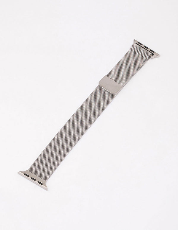 Rhodium Mesh Strap Watch Band 38/40/41mm