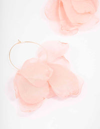 Gold Petal Leaves Fabric Hoop Earrings - link has visual effect only