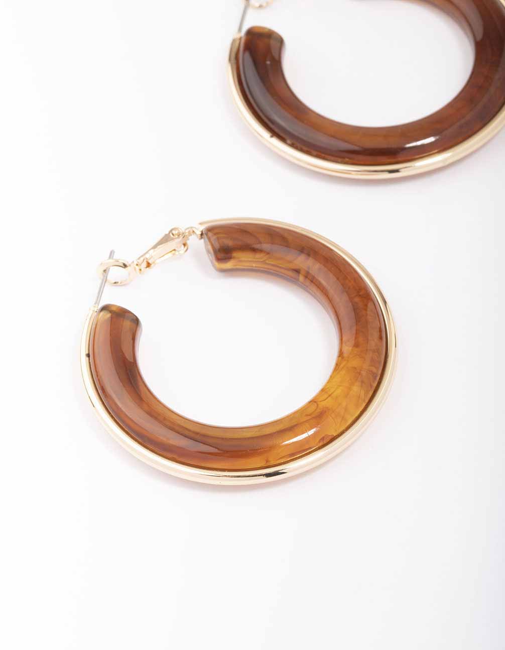 Gold Small Tortoiseshell Hoop Earrings