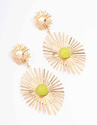Gold Statement Sun Gem Drop Earrings - link has visual effect only