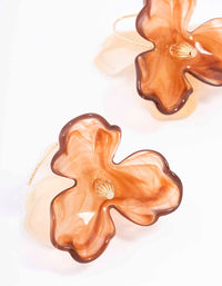 Gold & Amber Floral Petal Drop Earrings - link has visual effect only