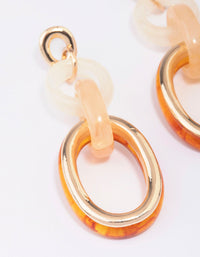 Gold Mixed Circle Link Drop Earrings - link has visual effect only
