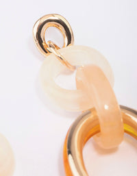 Gold Mixed Circle Link Drop Earrings - link has visual effect only