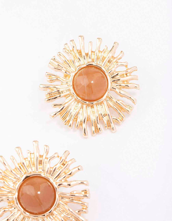 Gold Small Sun Stud Earrings