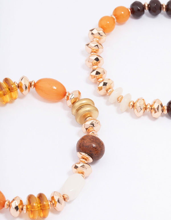 Gold Mixed Beaded Stretch Bracelet 3-Pack