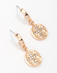Gold Cross Diamante Huggie Hoop Earrings - link has visual effect only