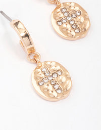 Gold Cross Diamante Huggie Hoop Earrings - link has visual effect only