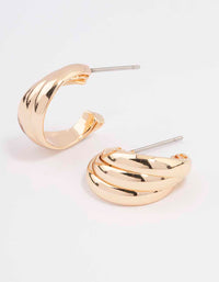 Gold Swirl Huggie Hoop Earrings - link has visual effect only