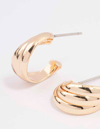 Gold Swirl Huggie Hoop Earrings - link has visual effect only