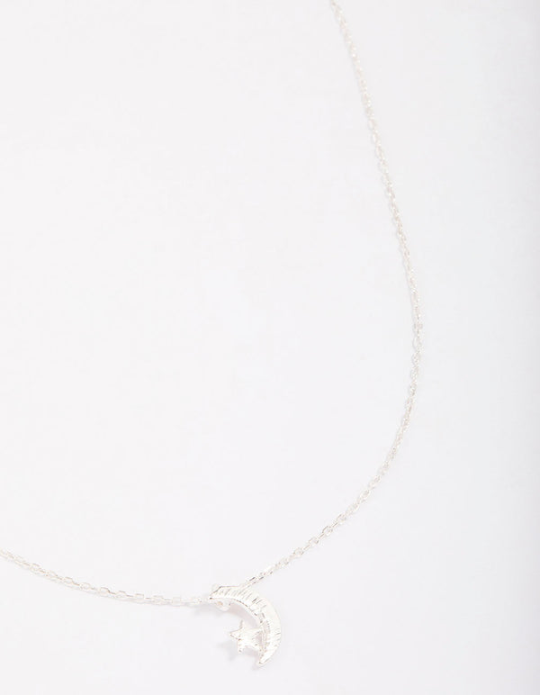 Silver Plated Star Moon Pendant Necklace Lovisa