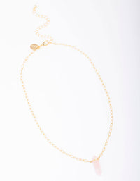 Gold Plated Rose Quartz Pointed Pendant Necklace - link has visual effect only