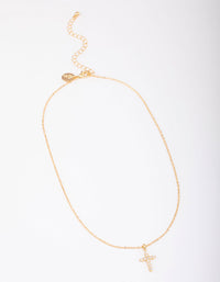 Gold Plated Crystal Cross Pendant Necklace - link has visual effect only