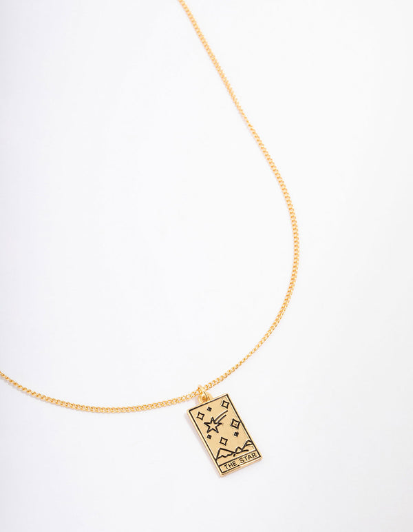 Gold Plated Star Tarot Card Pendant Necklace