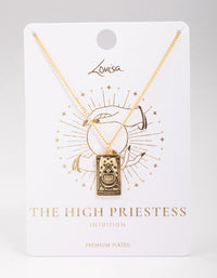 Gold Plated High Priestess Tarot Card Pendant Necklace - link has visual effect only