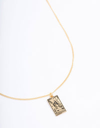 Gold Plated Magician Tarot Card Pendant Necklace - link has visual effect only