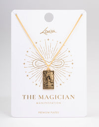 Gold Plated Magician Tarot Card Pendant Necklace - link has visual effect only