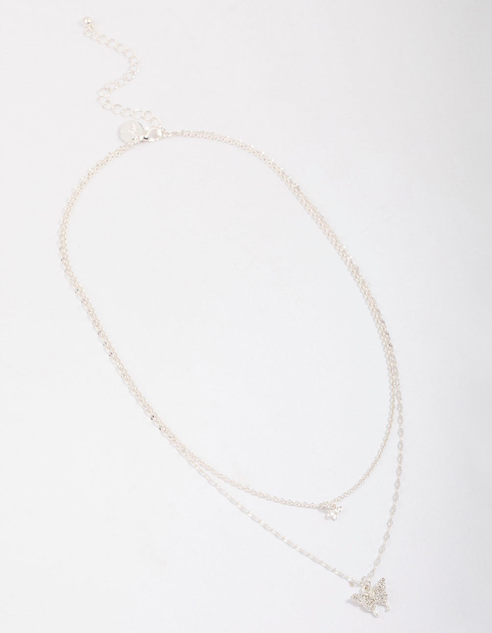 Silver Plated Graduating Butterfly Necklace