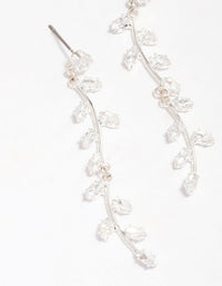 Silver Plated Long Swirling Cubic Zirconia Vine Drop Earrings - link has visual effect only