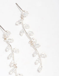 Silver Plated Long Swirling Cubic Zirconia Vine Drop Earrings - link has visual effect only