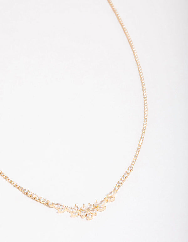Gold Plated Dainty Cupchain Floral Necklace